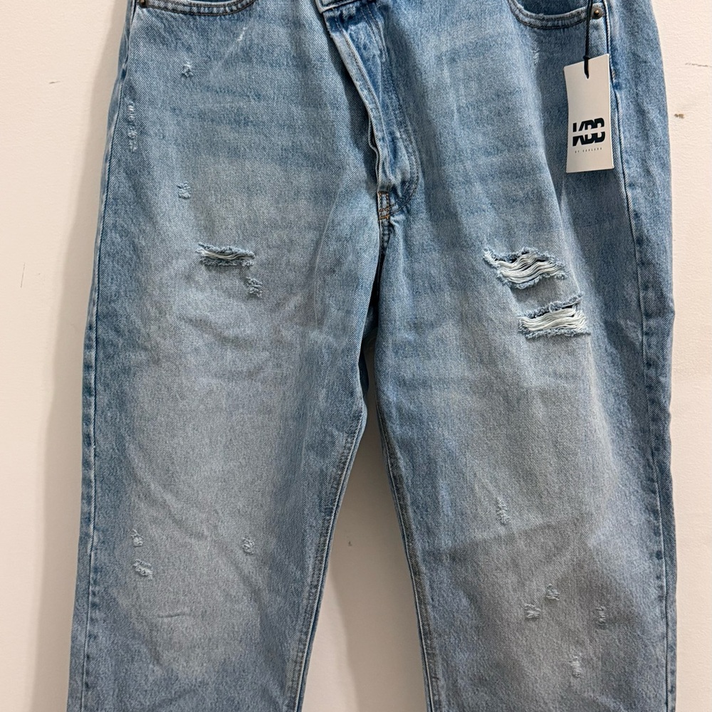Womens Light Blue Distressed Jeans